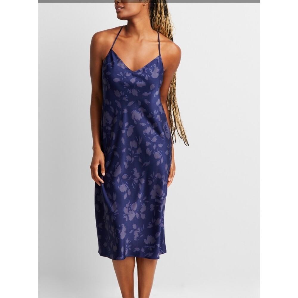 Brand New State of Day Women's Size XL Navy Blue Floral Sleeveless Dress